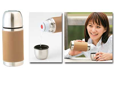 レザー調真空ステンレスポット350mlの商品画像