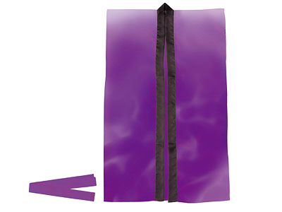 サテンロングハッピ紫L(ハチマキ付)の商品画像