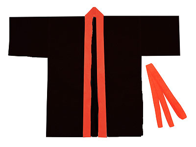 カラー不織布ハッピ 子供用S黒(赤襟)の商品画像